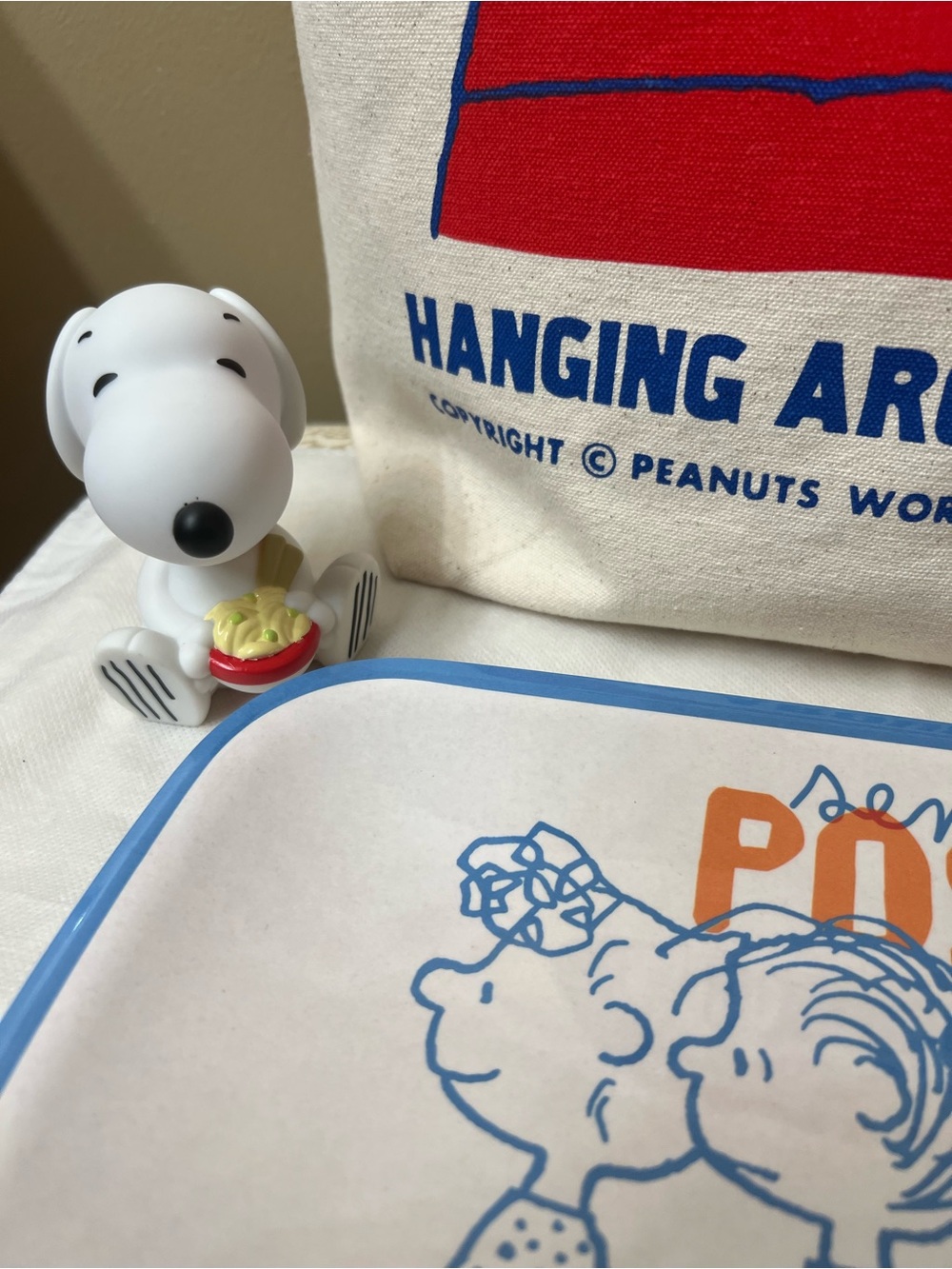Snoopy peanuts Canvas Large Tote,Tray figure, Total Of 4 Items NWT - Picture 4 of 9